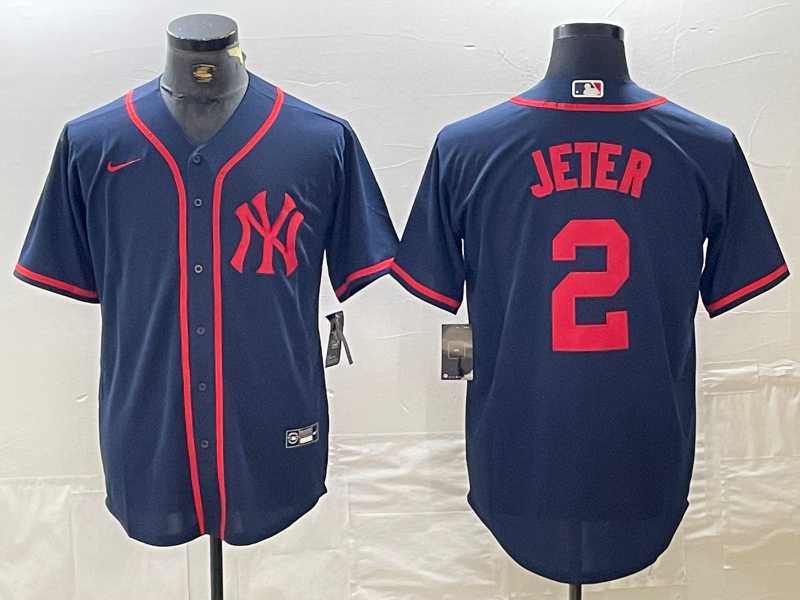 Men's New York Yankees #2 Derek Jeter Navy Red Fashion Cool Base Jersey,We sell and wholesale Men's New York Yankees #2 Derek Jeter Navy Red Fashion Cool Base Jersey on line form chian!